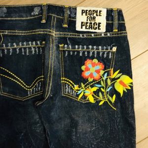People for Peace Embroidered Jeans
